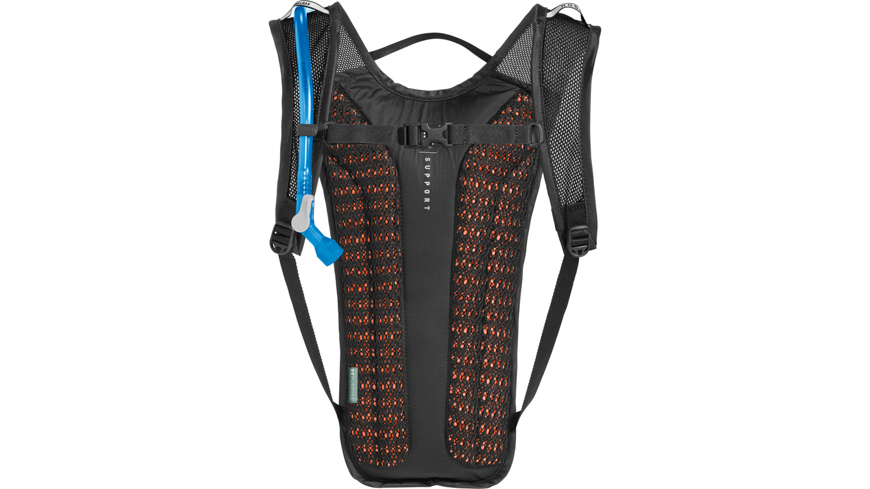 Achteraanzicht van de Camelbak Rogue Light met het geventileerde Air Support™ Light rugpaneel.