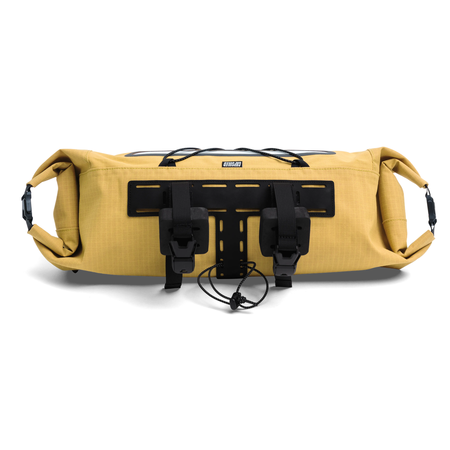 Achterkant van de Capsuled Handlebar Bag met het Hypalon versterkte bevestigingssysteem.