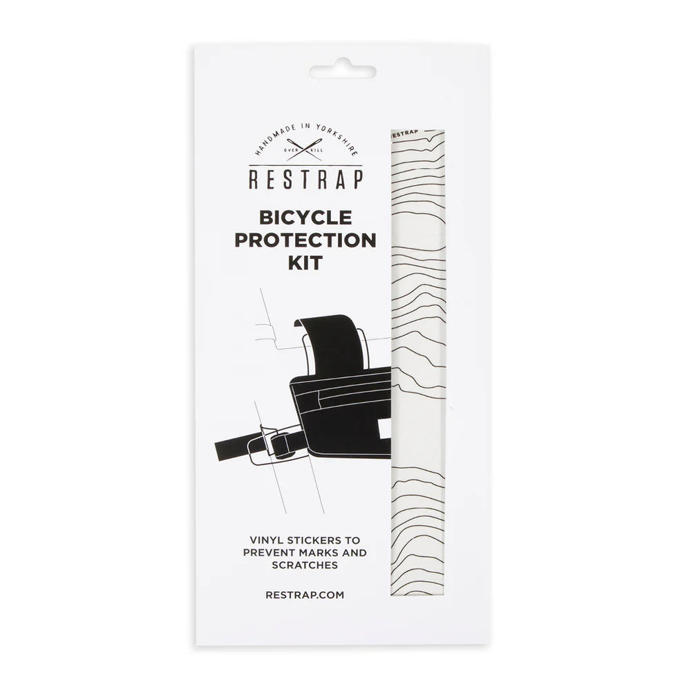 Verpakking van de Restrap Bicycle Protection Kit met doorzichtige framestickers.